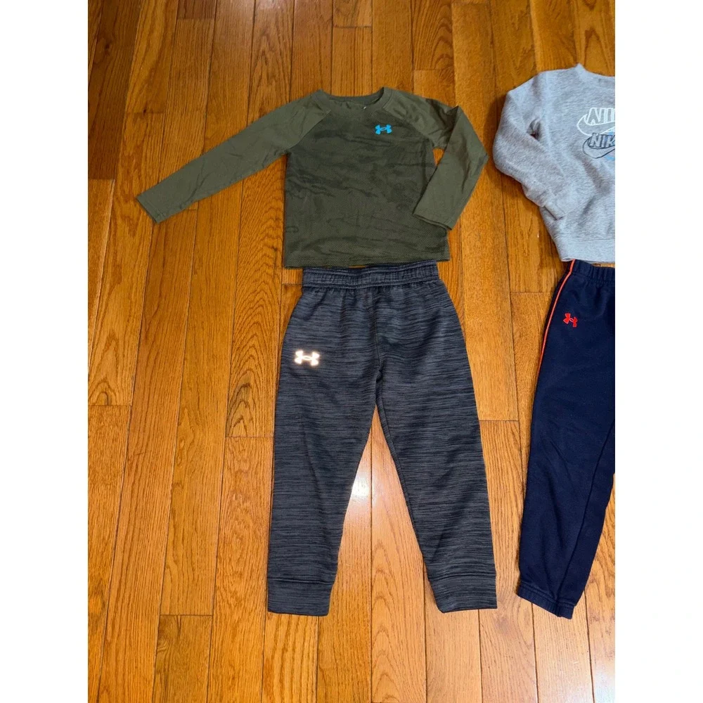Nike Under Armour Boys Activewear Set 4T Green Camo Gray Navy Joggers Sweatshirt